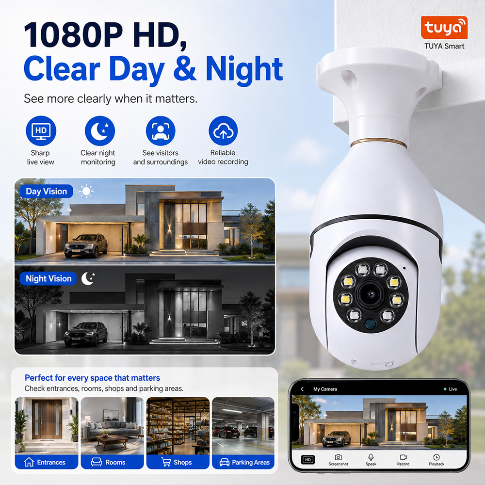 Photography Lighting Wireless - Камера-лампочка Tuya Wireless Light 2MP HD