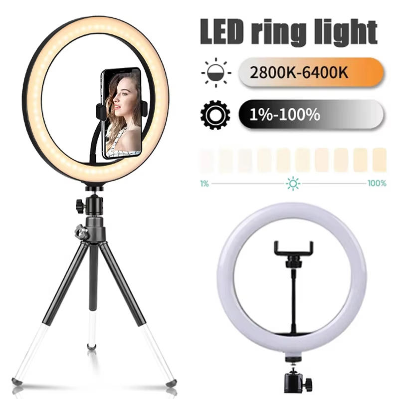 Photography Lighting Description - 10-дюймовая кольцевая лампа для селфи, светодиодная