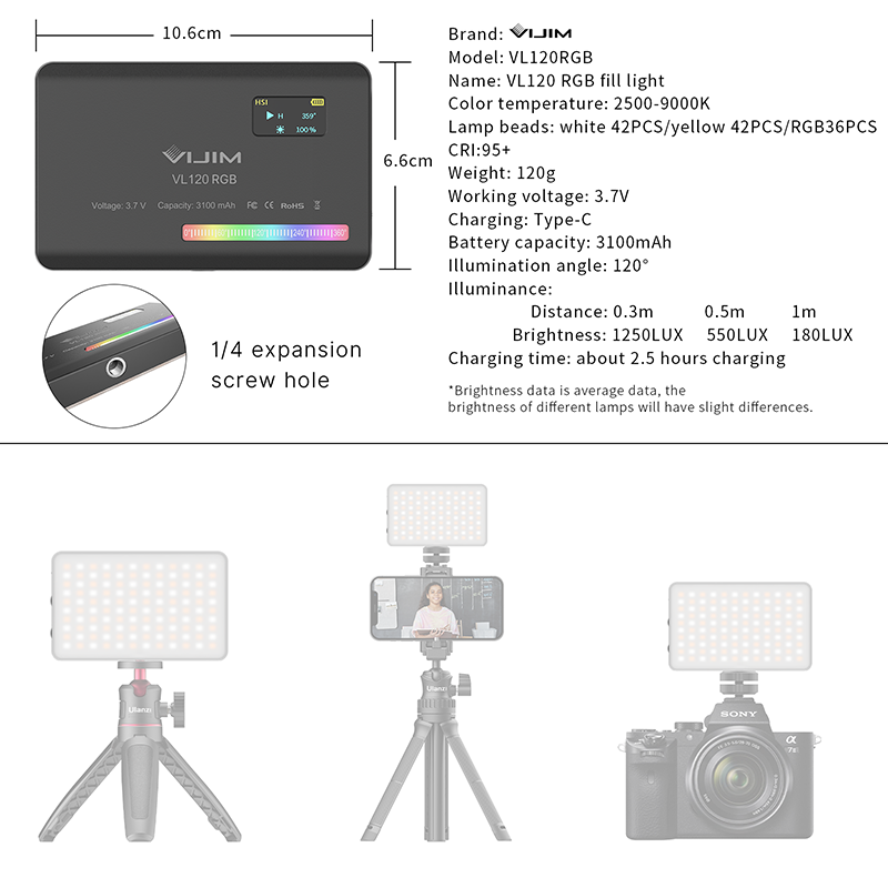 Ulanzi VL120 RGB камера видеос – обзор и цена Photography Lighting Wireless